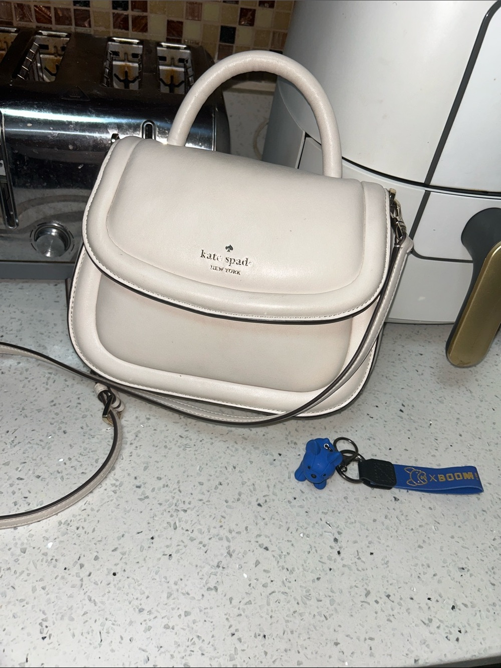 kate spade Cream/Light Beige Leather Top-Handle Satchel
